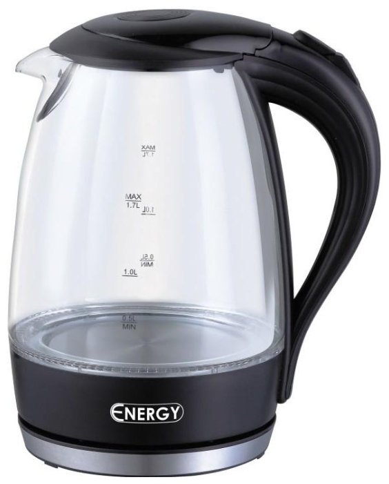 Изображение Электрический чайник Energy E-262 (2200 Вт/1,7 л /стекло, пластик/прозрачный, черный)