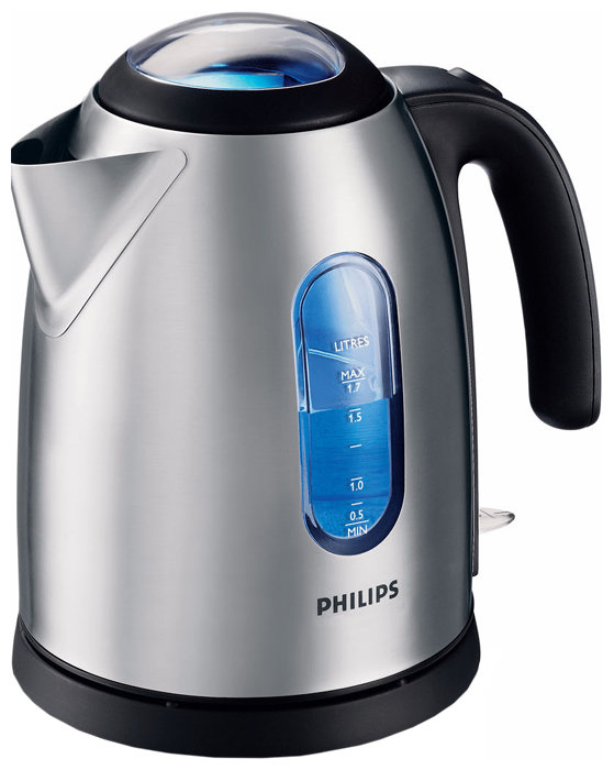 Изображение Электрический чайник Philips HD4667/20 (2400 Вт/1,7 л /металл/черный, серебристый)