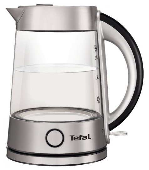 Изображение Электрический чайник Tefal KI760D (2400 Вт/1,7 л /стекло, пластик/прозрачный, серебристый)