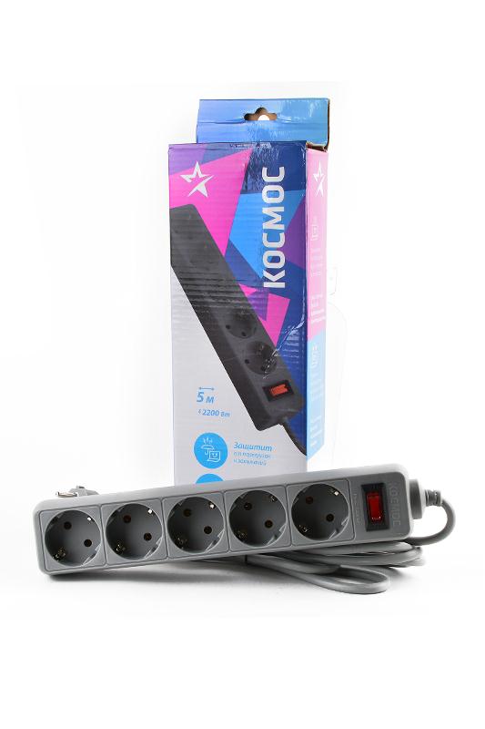 Изображение Сетевой фильтр Космос FKsm5m-5g(G) 5 м, серый