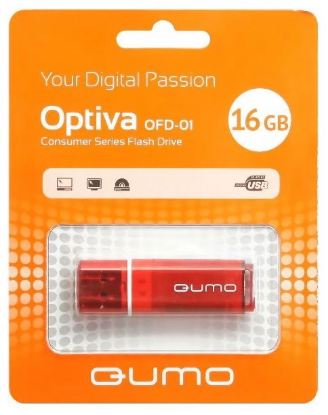 Изображение USB flash Qumo Optiva 01,(USB 2.0/16 Гб)-красный (QM16GUD-OP1-red)