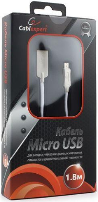 Изображение Кабель соединительный Gembird CC-P-mUSB02W-1.8M USB 2.0 A Micro USB 2.0 B белый 1,8 м