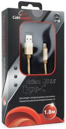 Изображение Кабель соединительный Gembird CC-P-USBC03Gd-1.8M USB 3.0 A USB 3.0 C золотистый 1,8 м