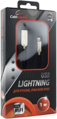 Изображение Кабель соединительный Gembird CC-P-APUSB02Bk-1M USB 2.0 A Lightning 8P черный 1 м