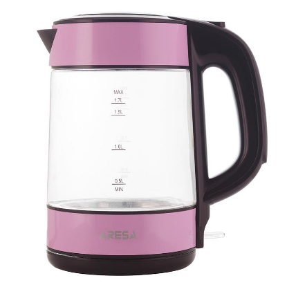 Изображение Электрический чайник Aresa AR-3447 (2000 Вт/1,7 л /стекло, пластик/розовый, прозрачный)