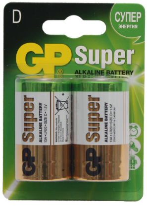 Изображение Батарейка GP LR20-2BL (D (R20,LR20,А373) 1,5 В  щелочная (алкалиновая))