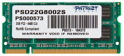 Изображение Оперативная память 2 GB DDR2 Patriot PSD22G8002S  (6400 МБ/с, 800 МГц, CL6)