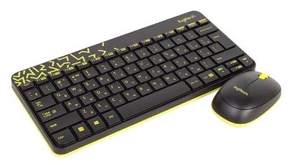 Изображение Комплект клавиатура и мышь Logitech MK240 Nano Black-Yellow USB