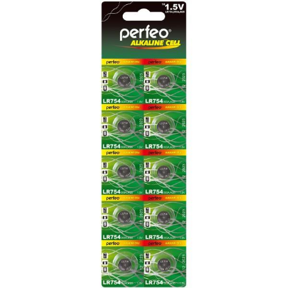 Изображение Батарейка Perfeo LR754-10BL ALKALINE (LR48 (LR754,AG5,G5) 1,5 В  щелочная (алкалиновая))