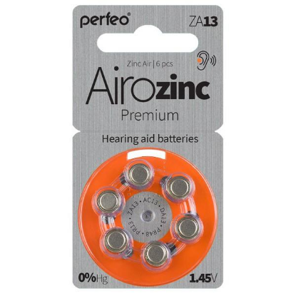 Изображение Батарейка Perfeo ZA13-6BL AIROZINC PREMIUM (PR48 (ZA13,V13A,DA13) 1,45 В  воздушно-цинковая)