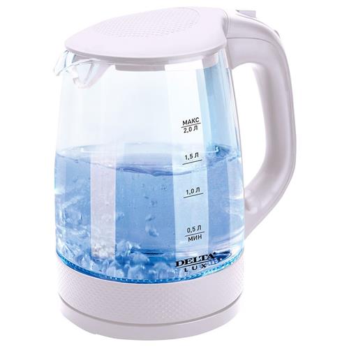 Изображение Электрический чайник DELTA LUX DL-1058 (2200 Вт/2 л /стекло, пластик/белый)