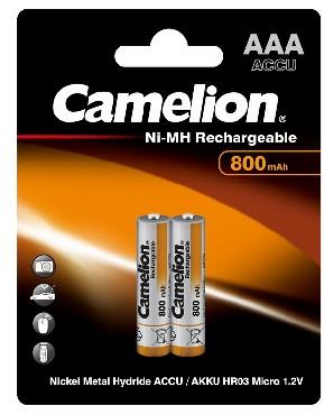Изображение Аккумулятор Camelion NH-AAA800BP2 (AAA (R03,286,LR03) 1,2 В 800 мА*час Ni-Mh)