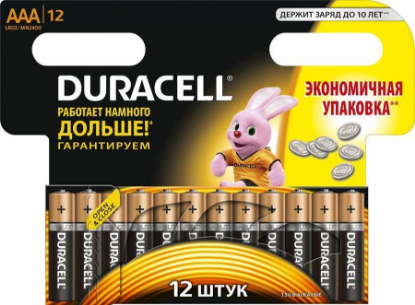 Изображение Батарейка DURACELL LR03-12BL BASIC 12шт/уп (AAA (R03,286,LR03) 1,5 В  щелочная (алкалиновая))