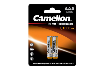 Изображение Аккумулятор Camelion NH-AAA1000BP2 2шт/уп (AAA (R03,286,LR03) 1,2 В 1000 мА*час Ni-Mh)