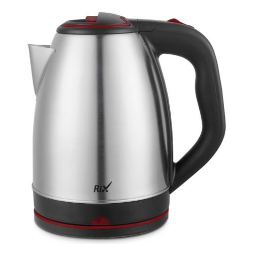 Изображение Электрический чайник Rix RKT-1801S (1500 Вт/1,8 л /сталь, пластик/красный, черный)