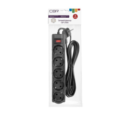 Изображение Сетевой фильтр CBR CSF 2505 PC 3 м, черный