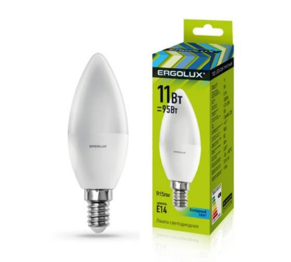 Изображение Лампа светодиодная Ergolux LED-C35-11W-E14-4K Е14 4500K 11 Вт