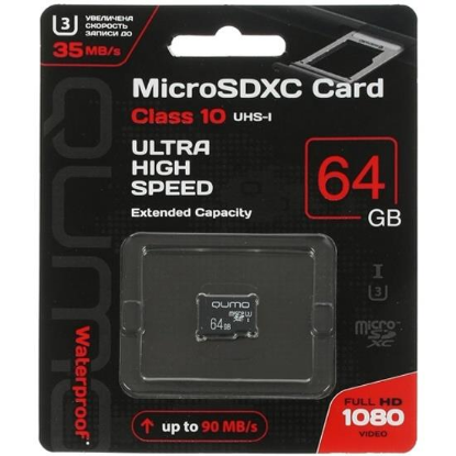 Изображение Карта памяти Qumo MicroSDXC Class 10 64 Гб  QM64GMICSDXC10U3NA