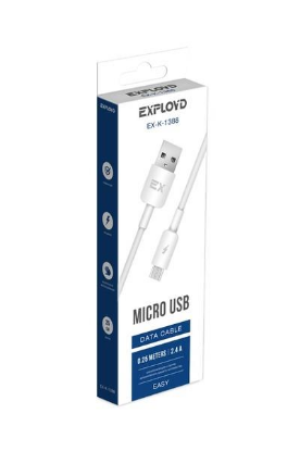 Изображение Кабель соединительный Exployd EX-K-1388 USB 2.0 A Micro USB 2.0 B белый 0,25 м