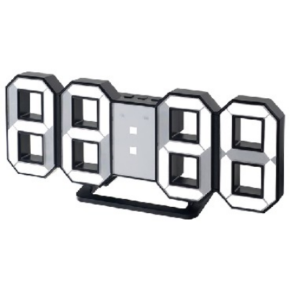 Изображение PERFEO PF-5196 LUMINOUS LED часы-будильник черный корпус/белая подсветка
