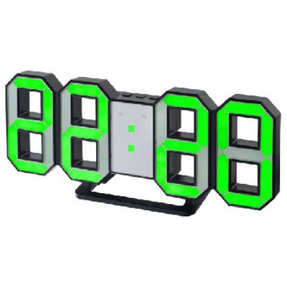 Изображение PERFEO PF-5198 LUMINOUS LED часы-будильник черный корпус/зеленая подсветка