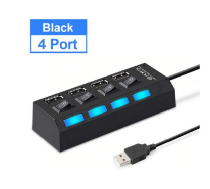 Изображение SMARTBUY (SBHA-7204-W) USB 2.0 хаб + выкл., 4 порта, черный