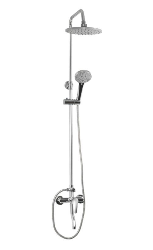 Изображение BRIMIX 3069 Смеситель+стойка душевая "тропический душ" с двумя лейками, корпус пластик АБС хромированный