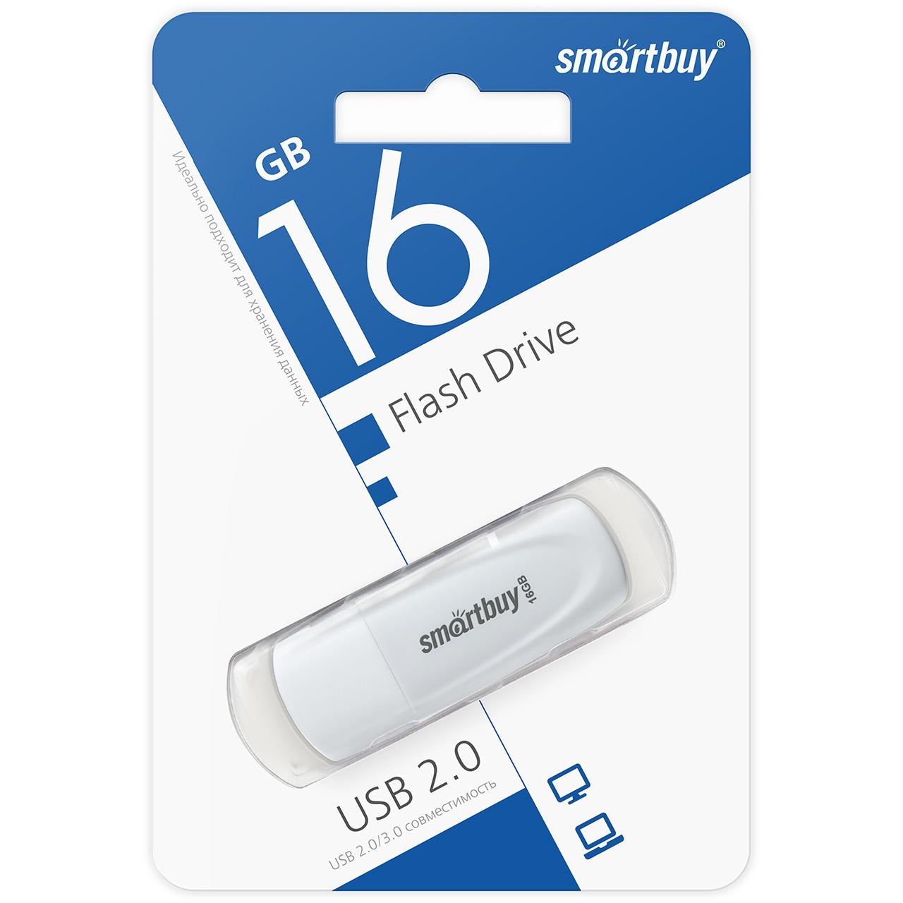 Изображение USB flash SmartBuy Scout,(USB 2.0/16 Гб)-белый (SB016GB2SCW)