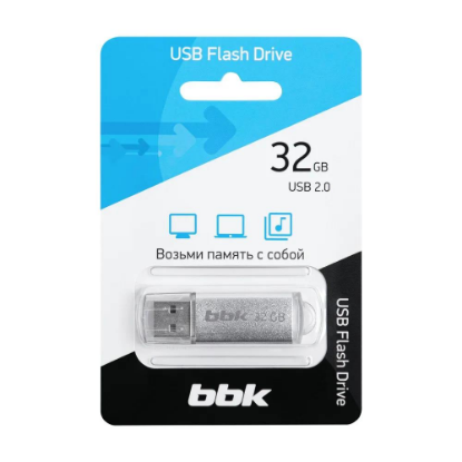 Изображение USB flash BBK 032G-RCT,(USB 2.0/32 Гб)-серебристый ()