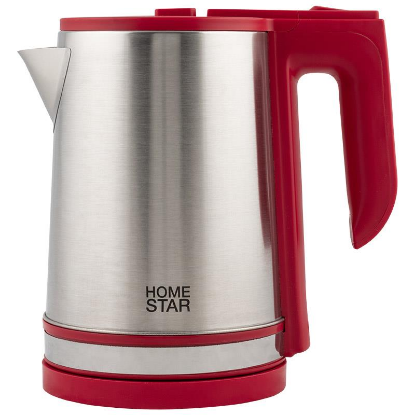 Изображение Электрический чайник HOMESTAR HS-1039 (1500 Вт/1,8 л /пластик, нержавеющая сталь/бордовый)