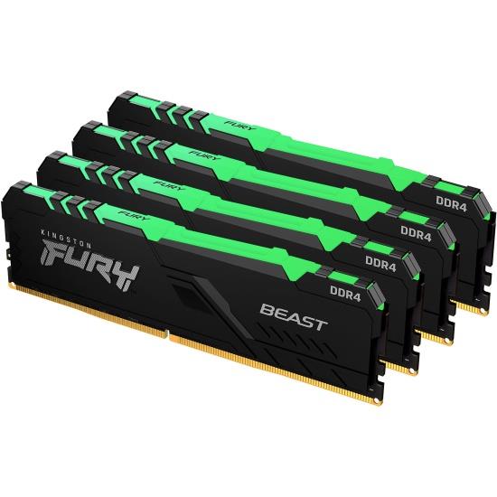 Изображение Оперативная память 4х8 GB DDR4 Kingston Fury Beast RGB (21300 МБ/с, 2666 МГц, CL16)