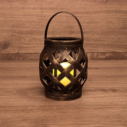 Изображение NEON-NIGHT (513-055) Декоративный фонарь со свечкой, бронза, 14х14х16,5 см, цвет Теплый
