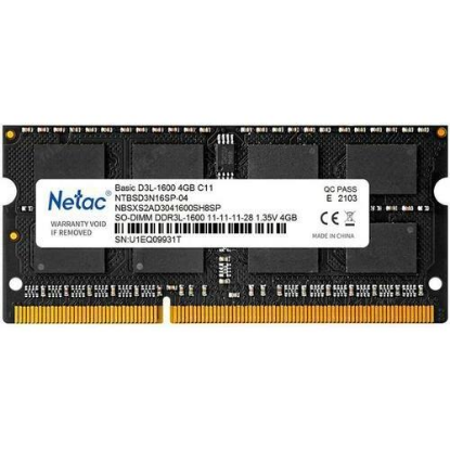 Изображение Оперативная память 4 GB DDR3 NETAC NTBSD3N16SP-04 (12800 МБ/с, 1600 МГц, CL11)