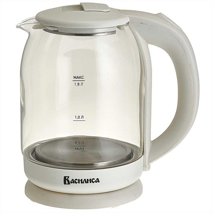 Изображение Электрический чайник Василиса ВА-1035 (1500 Вт/1,8 л /стекло, пластик/белый)