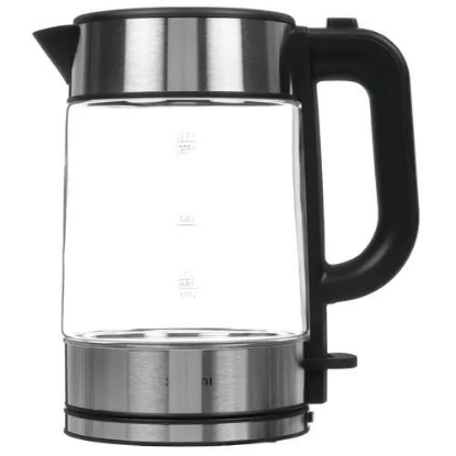 Изображение Электрический чайник Xiaomi Electric Glass Kettle RU (2200 Вт/1,7 л /стекло, металл/черный, серебристый)