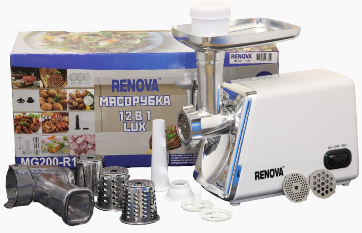 Изображение Мясорубка Renova MG200-R1WL (2000 Вт /2 кг/мин/белый)