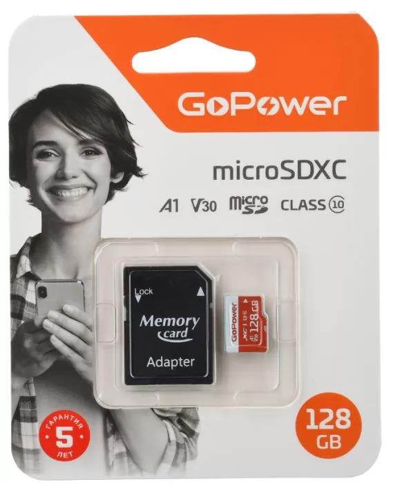 Изображение Карта памяти GoPower MicroSDXC Class 10 128 Гб адаптер на SD 00-00025682