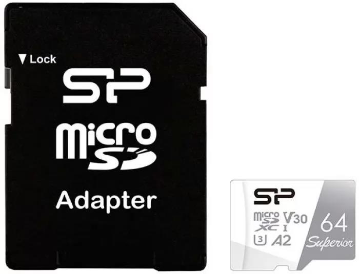 Изображение Карта памяти Silicon Power MicroSDXC Superior Class 10 64 Гб адаптер на SD SP064GBSTXDA2V20SP