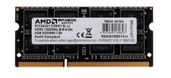 Изображение Оперативная память 4 GB DDR3 AMD R334G1339S1S-U (10600 МБ/с, 1333 МГц, CL9)