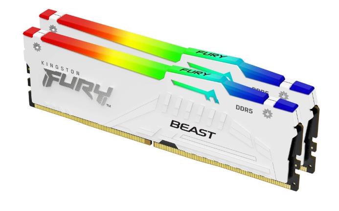 Изображение Оперативная память 2x32 GB DDR5 Kingston Fury Beast White RGB (44800 Мб/с, 5600 МГц, CL36)