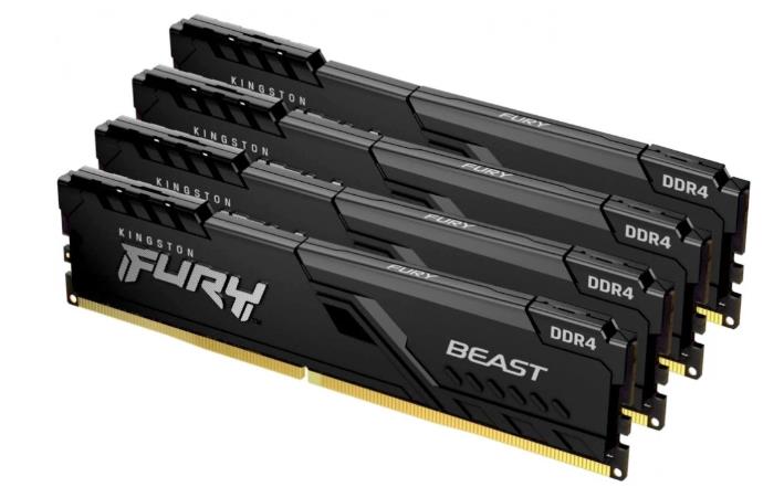 Изображение Оперативная память 4x32 GB DDR4 Kingston Fury Beast Black (28800 МБ/с, 3600 МГц, CL18)