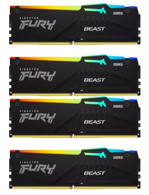 Изображение Оперативная память 4x32 GB DDR5 Kingston Beast Black RGB (41600 Мб/с, 5200 МГц, CL40)