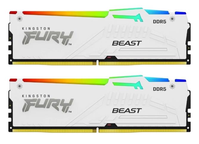 Изображение Оперативная память 2x32 GB DDR5 Kingston Fury Beast White RGB (48000 Мб/с, 6000 МГц, CL40)