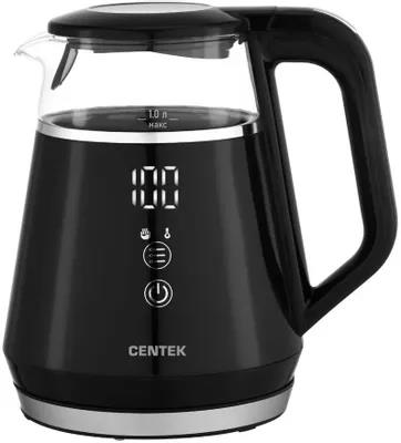 Изображение Электрический чайник CENTEK CT-0019 (1100 Вт/1 л /стекло, пластик/черный)