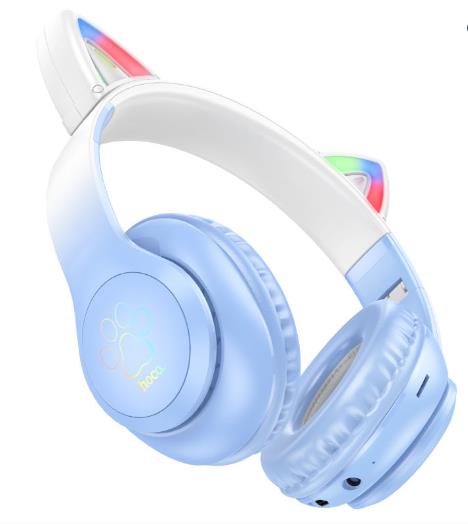 Изображение Bluetooth-гарнитура/наушники Hoco (6931474795861) W42 Bluetooth 5.3 Blue (голубой)