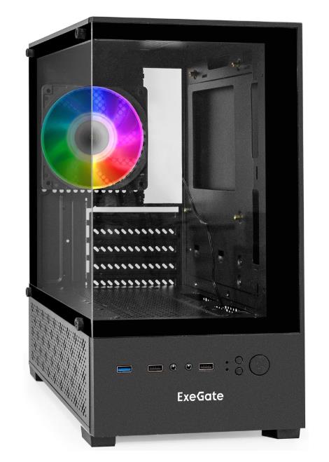 Изображение Корпус ExeGate i3 SEA 500W Black (mATX, Mini-ITX, черный, 500 Вт)/(298751)