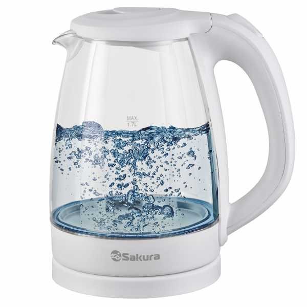 Изображение Электрический чайник Sakura SA-2733W (2200 Вт/1,7 л /стекло, пластик/белый)