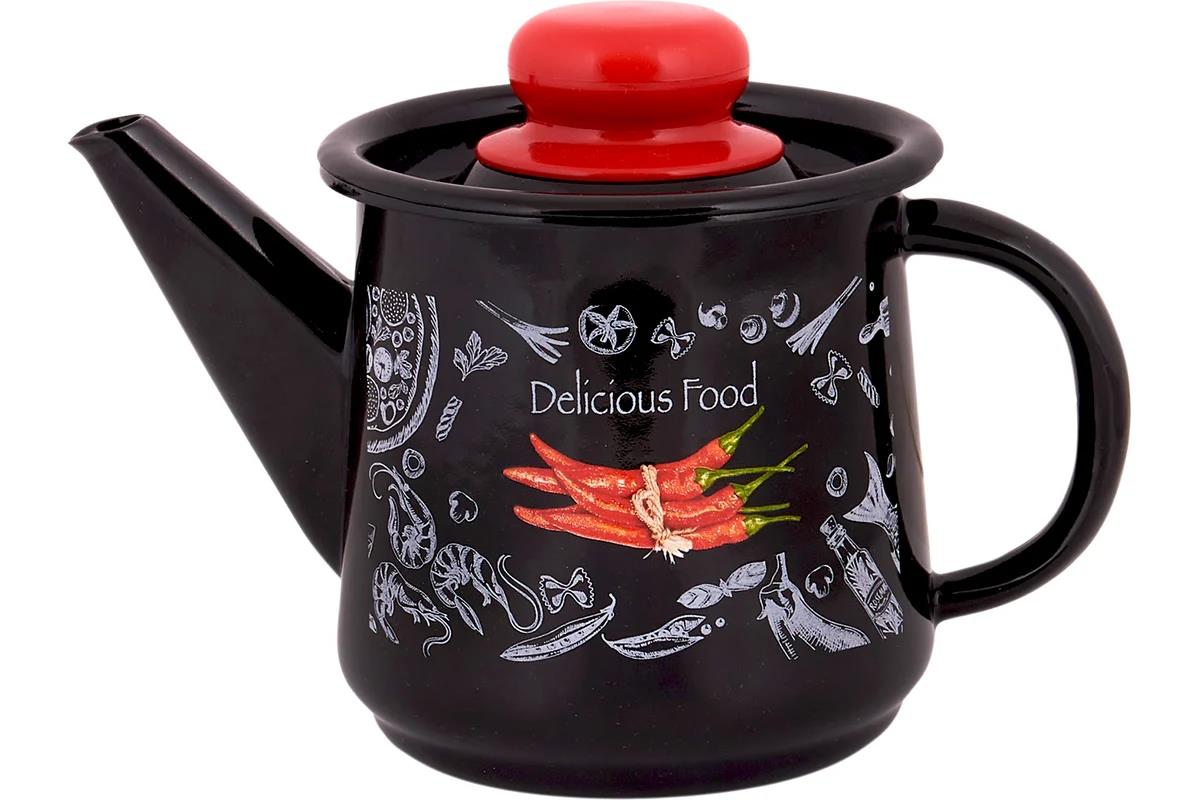 Изображение Чайник Appetite 1с202с Chilli эмал 1,0л без свистка (1, л л /рисунок, черный)