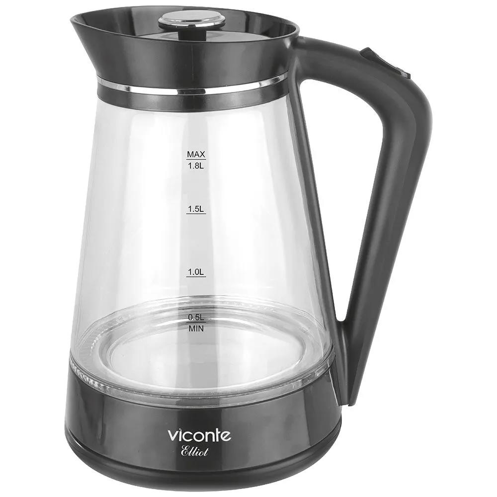 Изображение Электрический чайник Viconte VC-3338 (2200 Вт/1,8 л /стекло, пластик/прозрачный, черный)