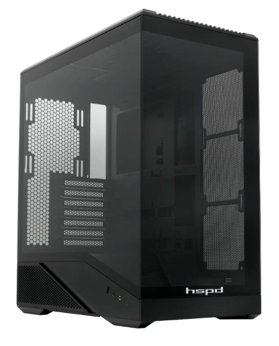 Изображение Корпус HSPD F711-TGBK Black (mATX, ATX, Mini-ITX, черный, без БП)/(F711-TGBK)